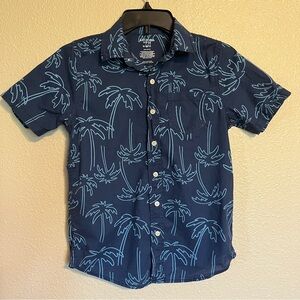 Arizona Jean Co. Boy’s M 10/12 Blue w/ Light Blue Palm Trees Hawaiian Shirt